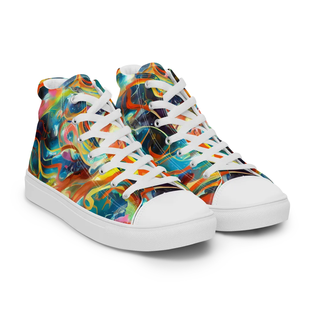 Cecily’s Swirl on Women's High Top Canvas Shoes — Right Front