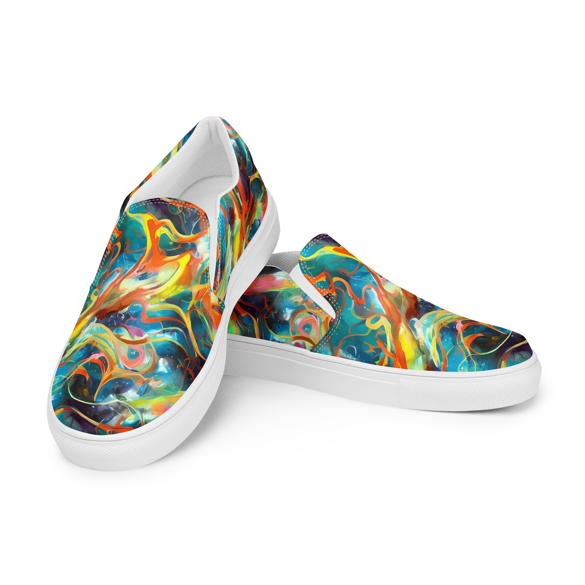 Cecily’s Swirl on Men's Slip-On Canvas Shoes — Left Front
