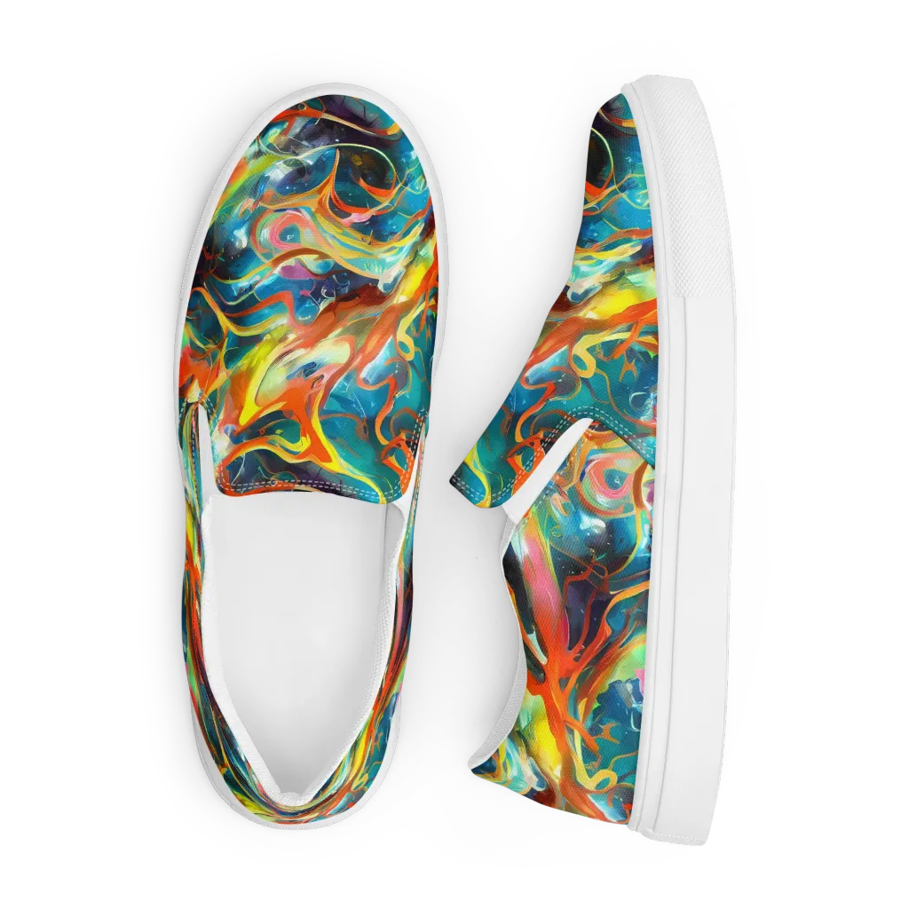 Cecily’s Swirl on Men's Slip-On Canvas Shoes — Front