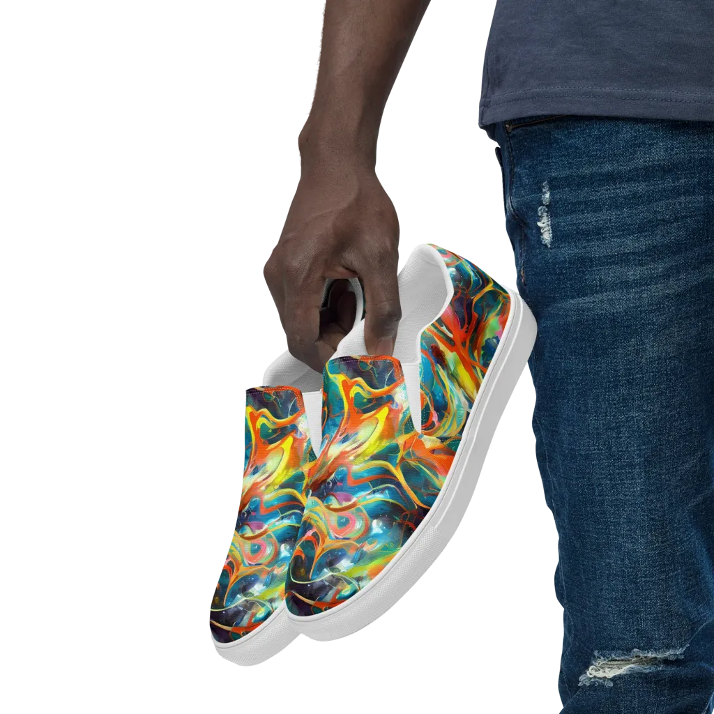 Cecily’s Swirl on Men's Slip-On Canvas Shoes — Left Front