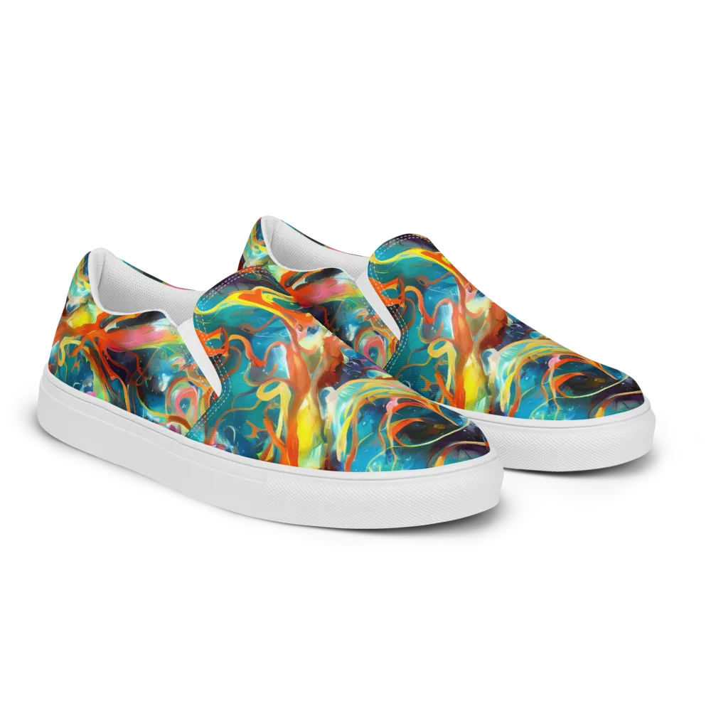 Cecily’s Swirl on Women's Slip-On Canvas Shoes — Right Front