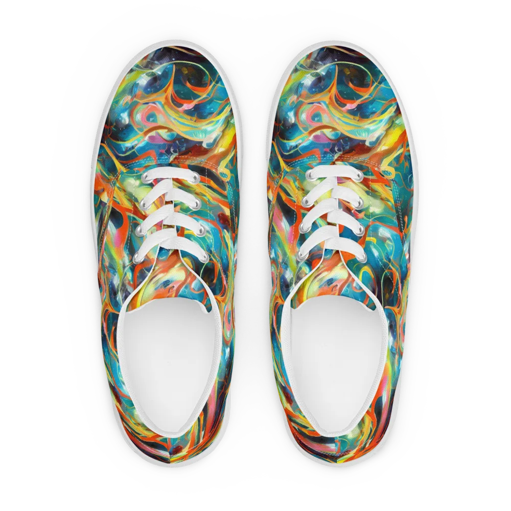 Cecily’s Swirl on Men's Lace-Up Canvas Shoes — Front