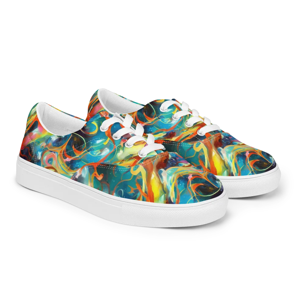 Cecily’s Swirl on Men's Lace-Up Canvas Shoes — Right Front