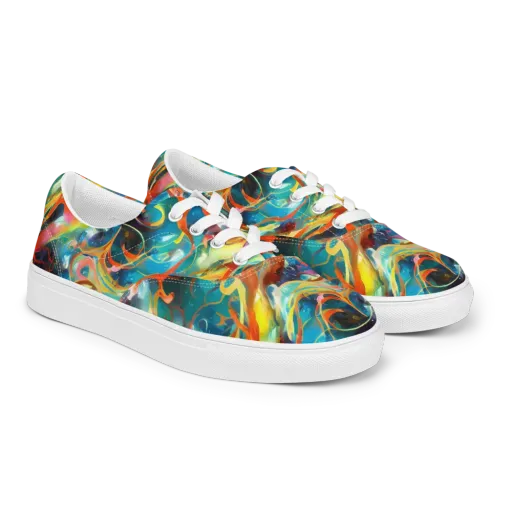 Cecily’s Swirl on a Men's Lace-Up Canvas Shoes