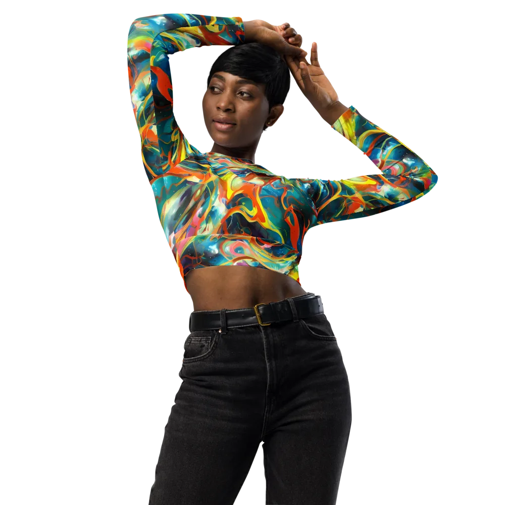 Cecily’s Swirl on Long Sleeve Crop Top — Front
