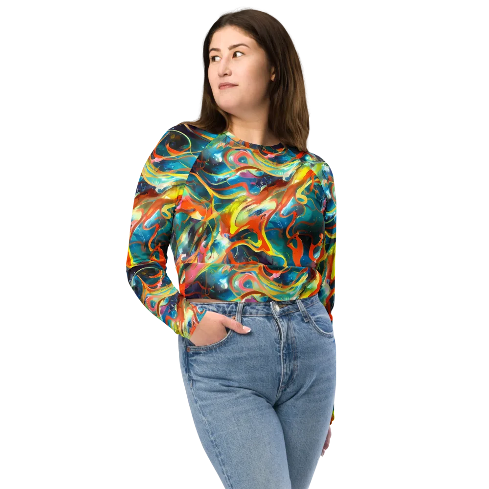 Cecily’s Swirl on Long Sleeve Crop Top — Front