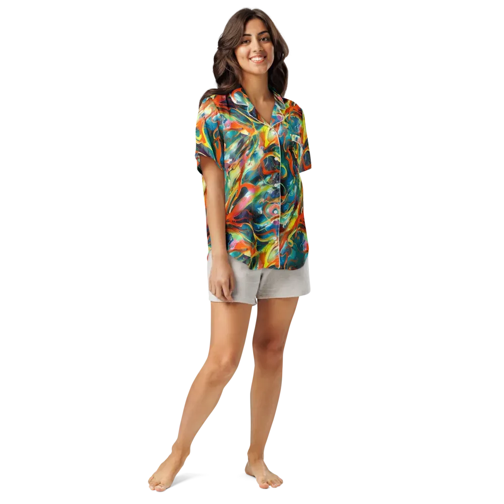 Cecily’s Swirl on Women's Short Sleeve Pajama Top — Front