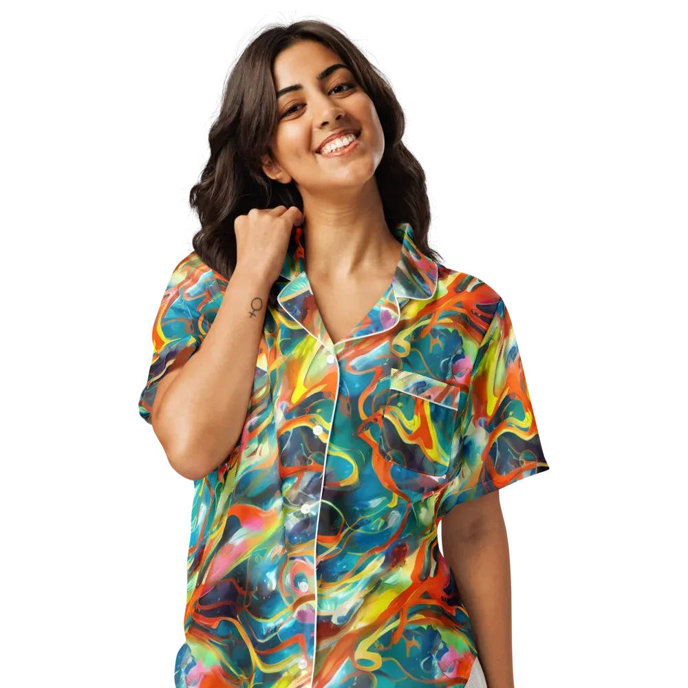 Cecily’s Swirl on Women's Short Sleeve Pajama Top — Front