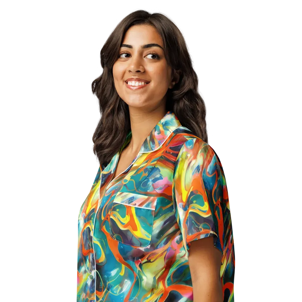 Cecily’s Swirl on Women's Short Sleeve Pajama Top — Left Front