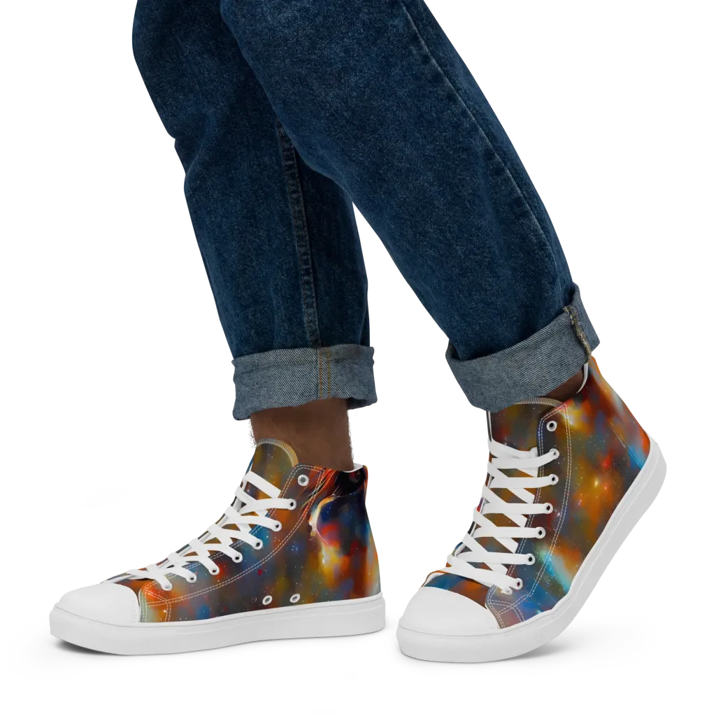 Asterglow Veil on Men's High Top Canvas Shoes — Left