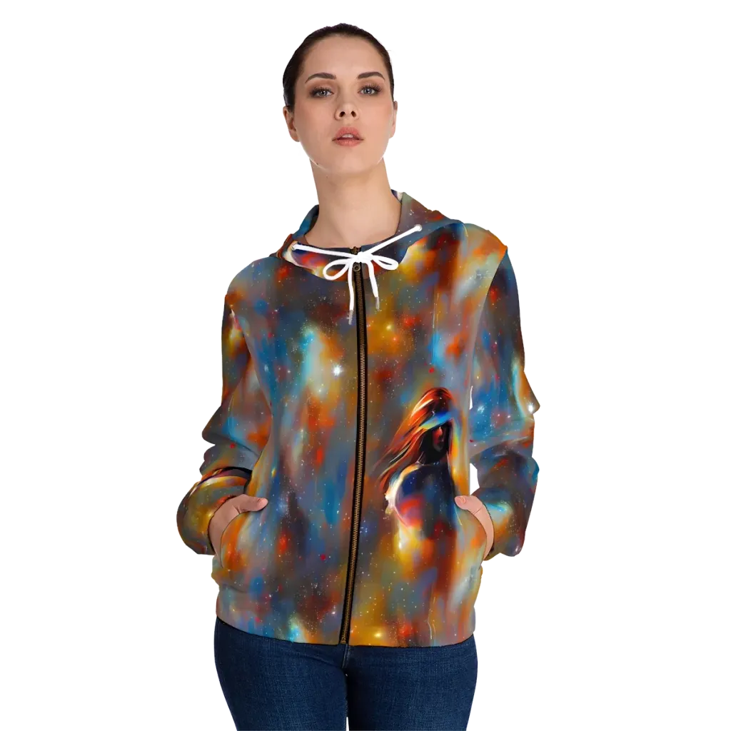 Asterglow Veil on Women's Full-Zip Hoodie — Front On Person