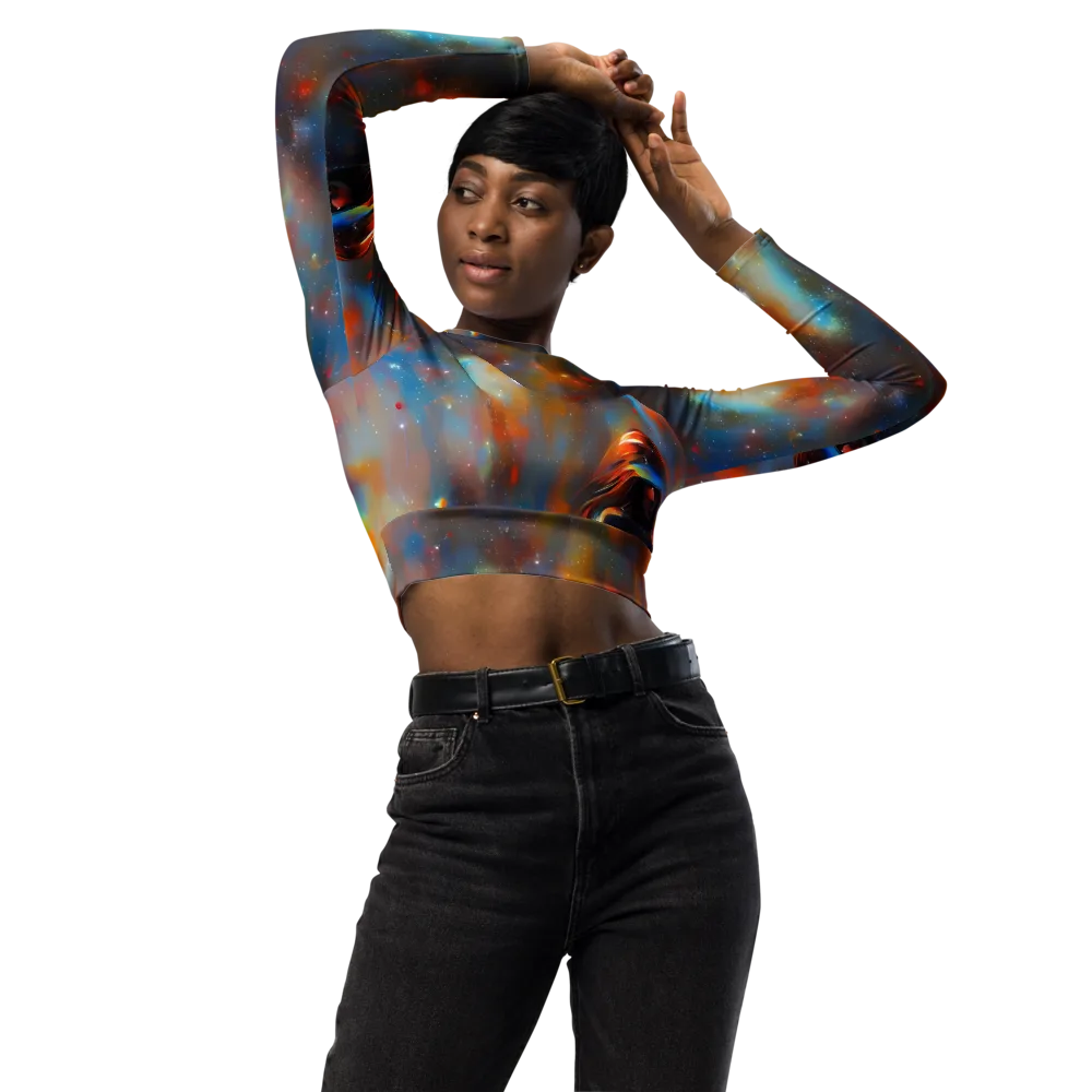 Asterglow Veil on Long Sleeve Crop Top — Front