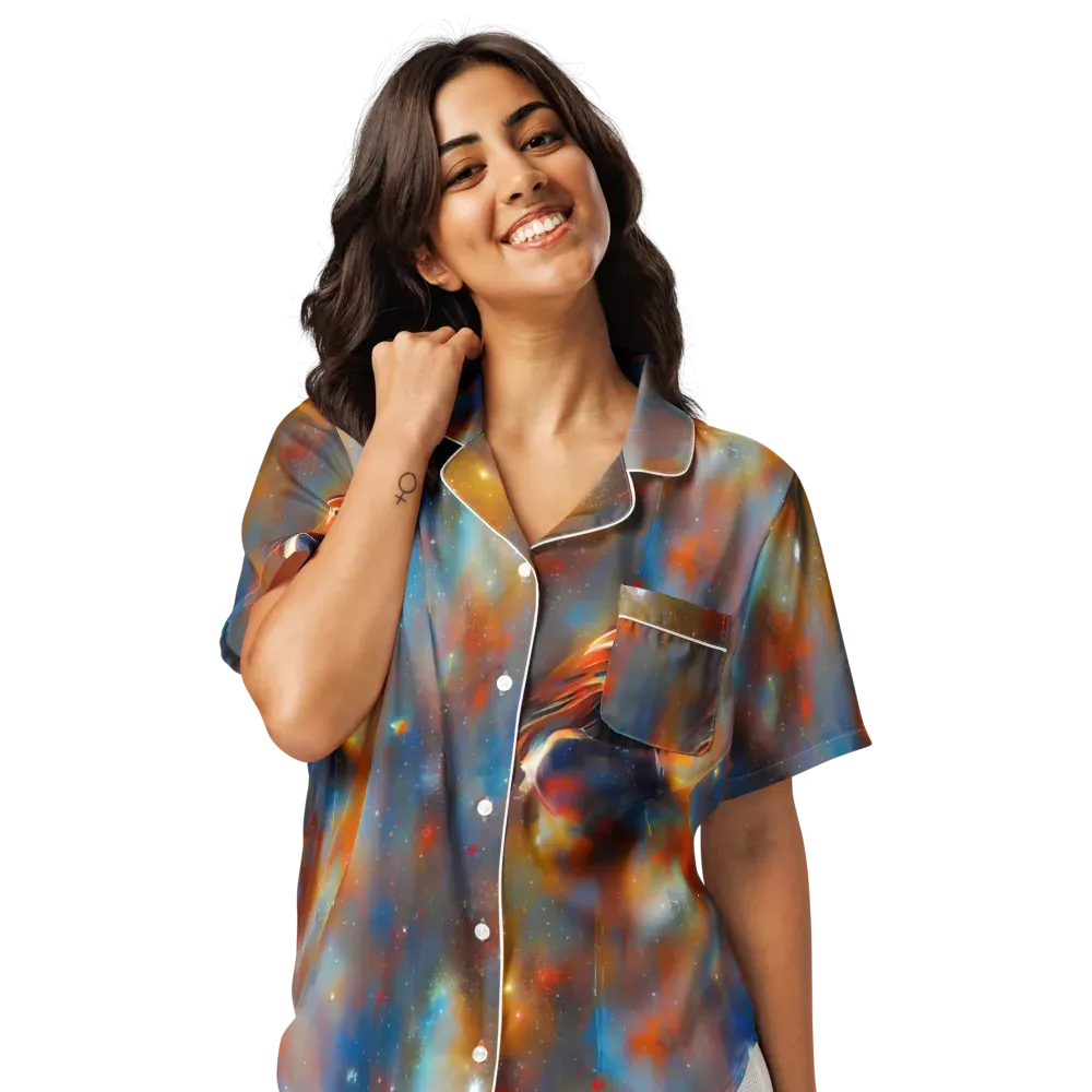 Asterglow Veil on Women's Short Sleeve Pajama Top — Front
