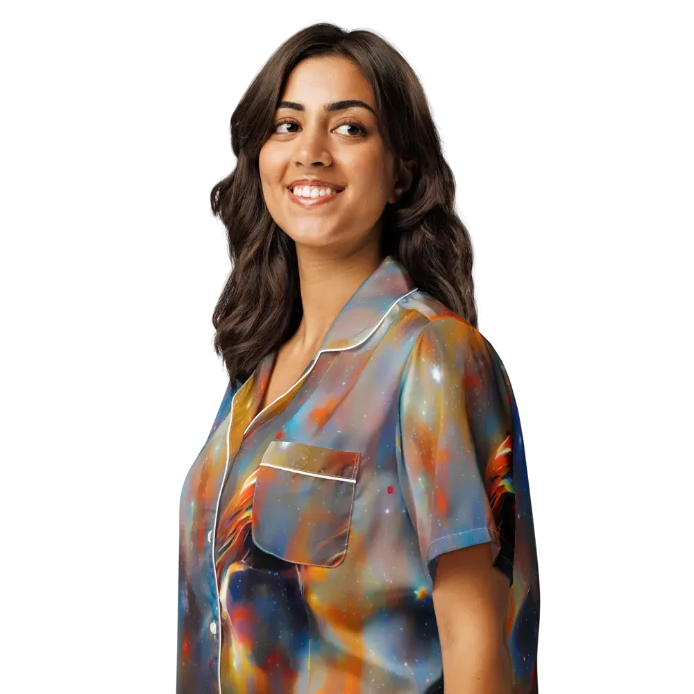 Asterglow Veil on Women's Short Sleeve Pajama Top — Left Front