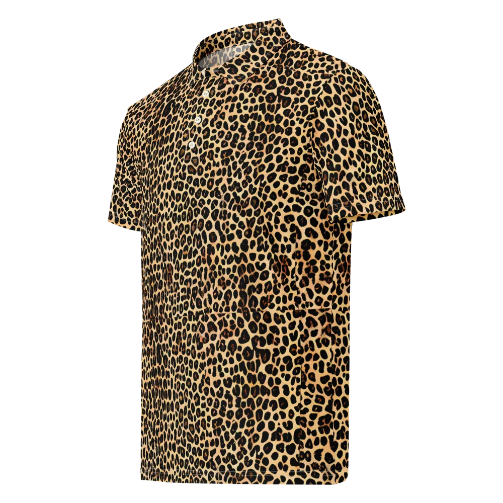 Cheetah Mosaic on Men's Slim Fit Polo Shirt — Left Front