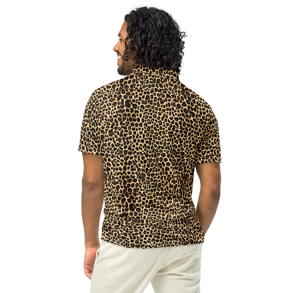 Cheetah Mosaic on Men's Slim Fit Polo Shirt — Back