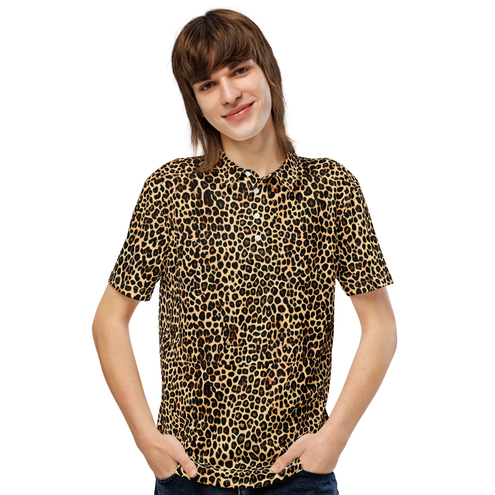 Cheetah Mosaic on Men's Slim Fit Polo Shirt — Front