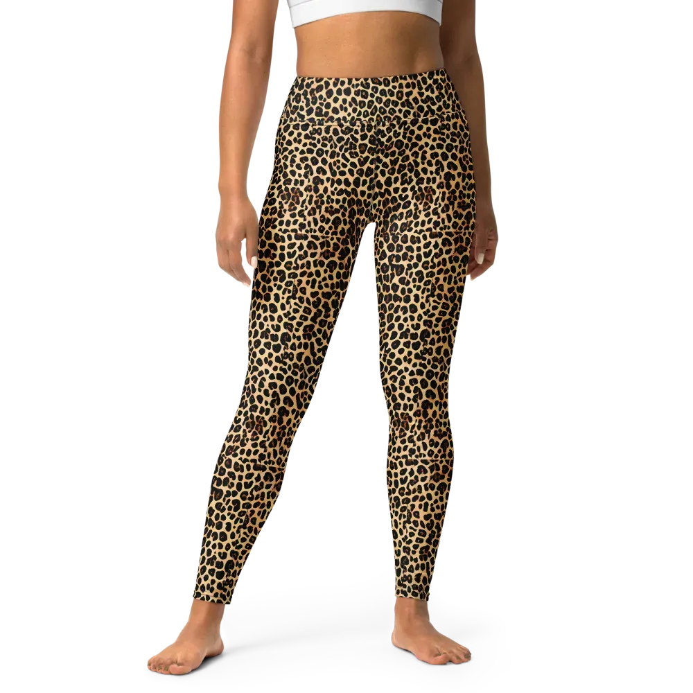 Cheetah Mosaic on Yoga Leggings — Front