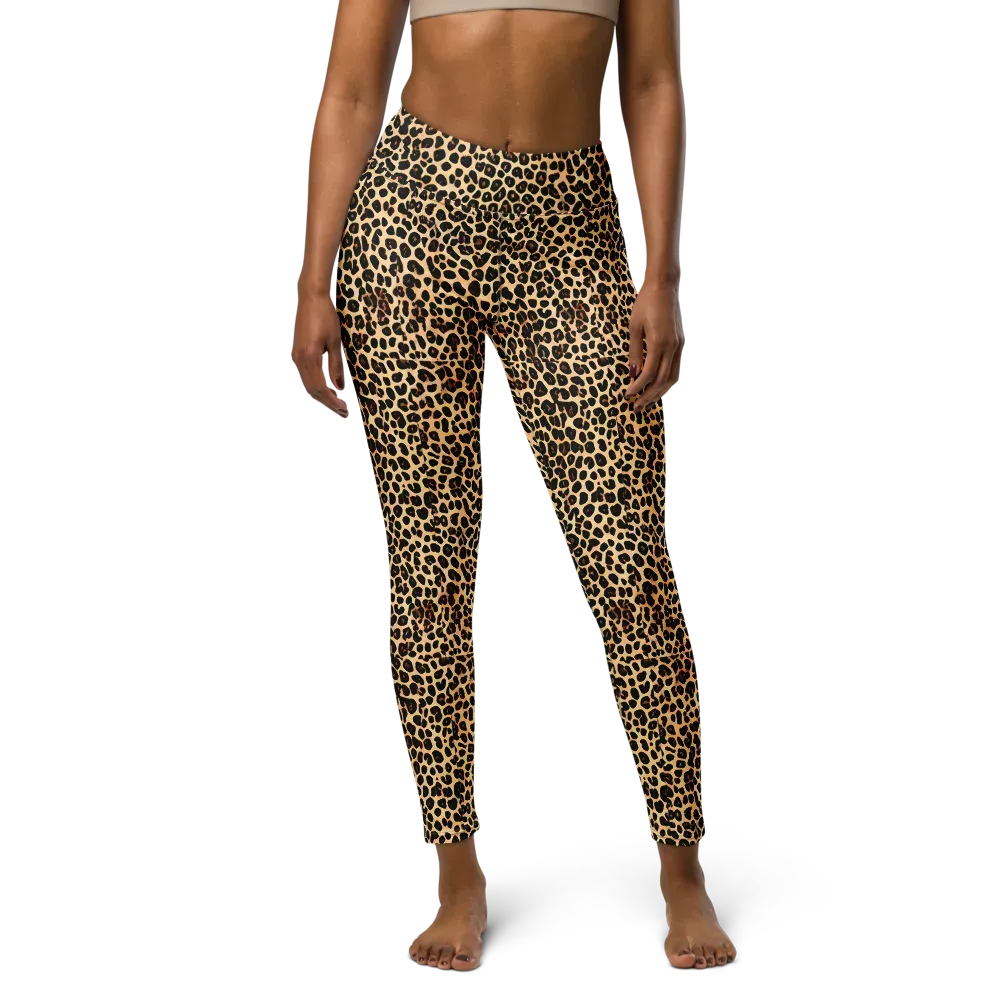 Cheetah Mosaic on Yoga Leggings — Front