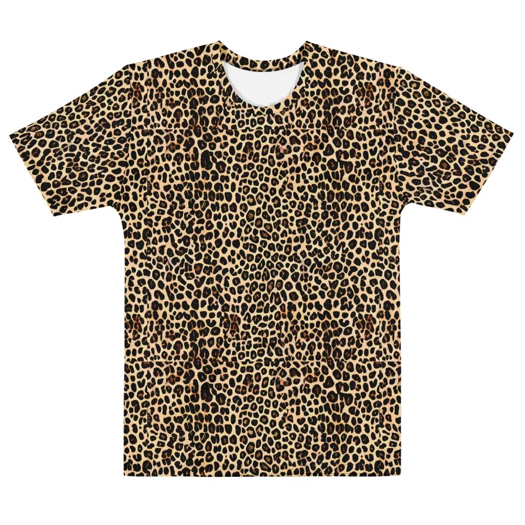 Cheetah Mosaic on Men's Cotton Crew Neck T-Shirt — Front