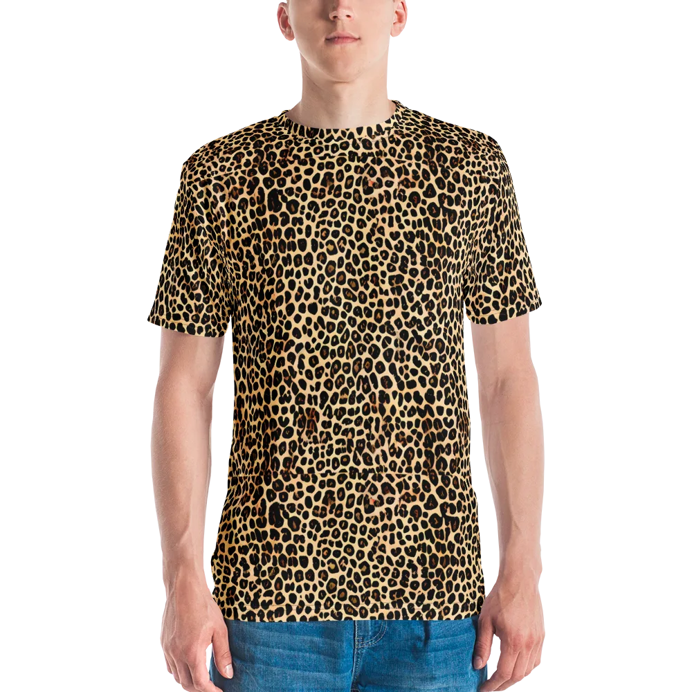 Cheetah Mosaic on Men's Crew Neck T-Shirt — Front