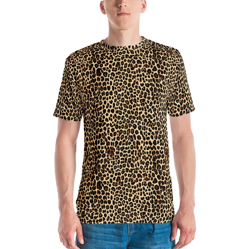 Cheetah Mosaic on Men's Crew Neck T-Shirt — Front