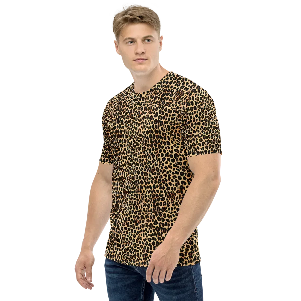 Cheetah Mosaic on Men's Crew Neck T-Shirt — Left