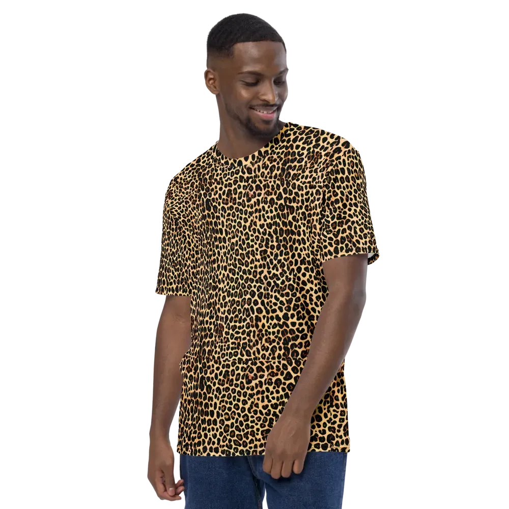 Cheetah Mosaic on Men's Crew Neck T-Shirt — Left