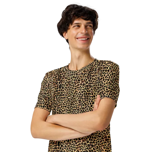 Cheetah Mosaic on a Men's Crew Neck T-Shirt