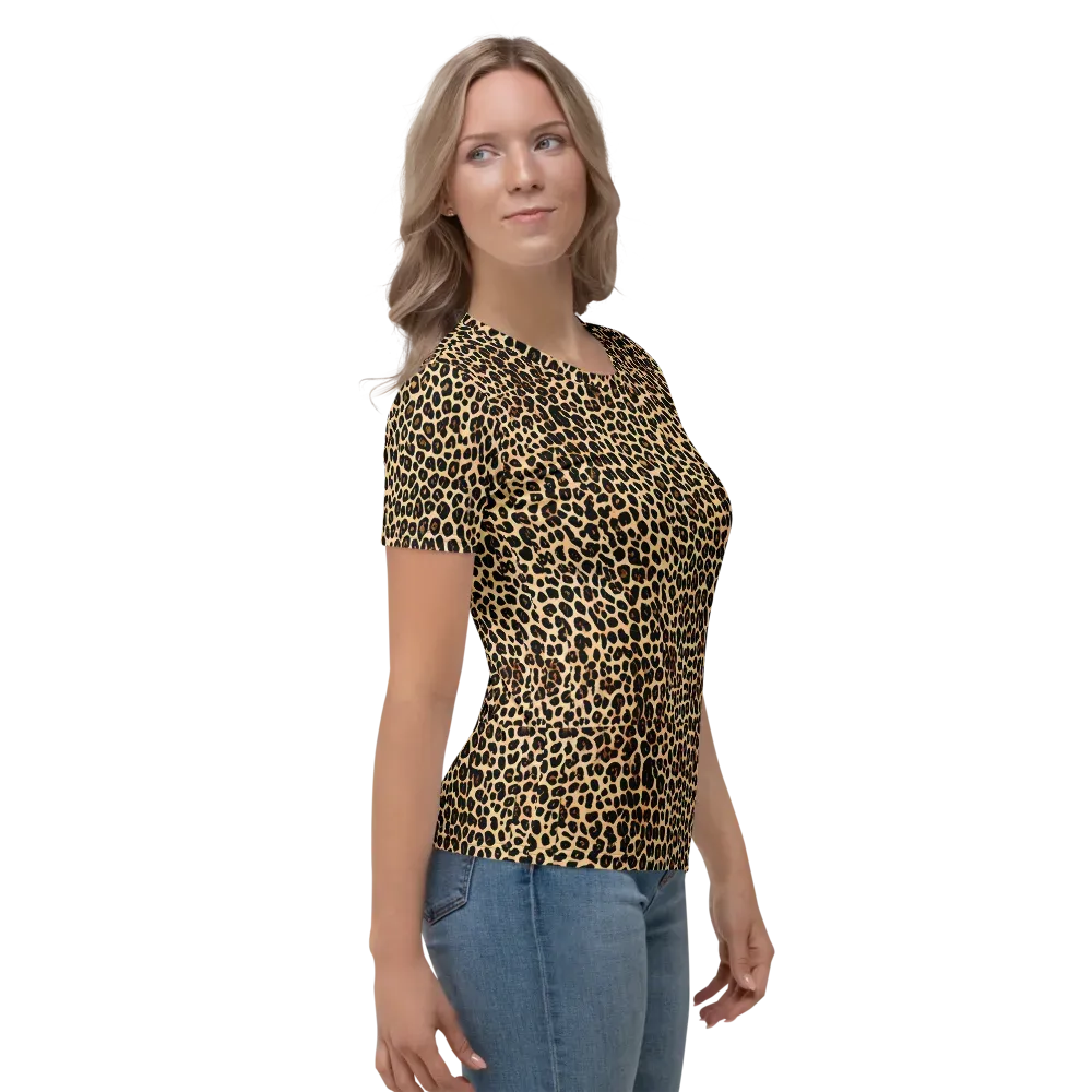 Cheetah Mosaic on Women's Crew Neck T-Shirt — Right