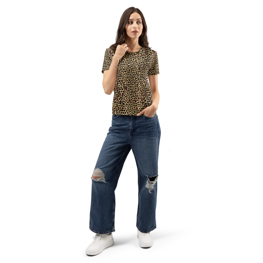 Cheetah Mosaic on Women's Crew Neck T-Shirt — Front