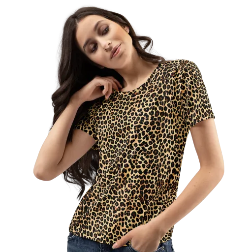 Cheetah Mosaic on a Women's Crew Neck T-Shirt