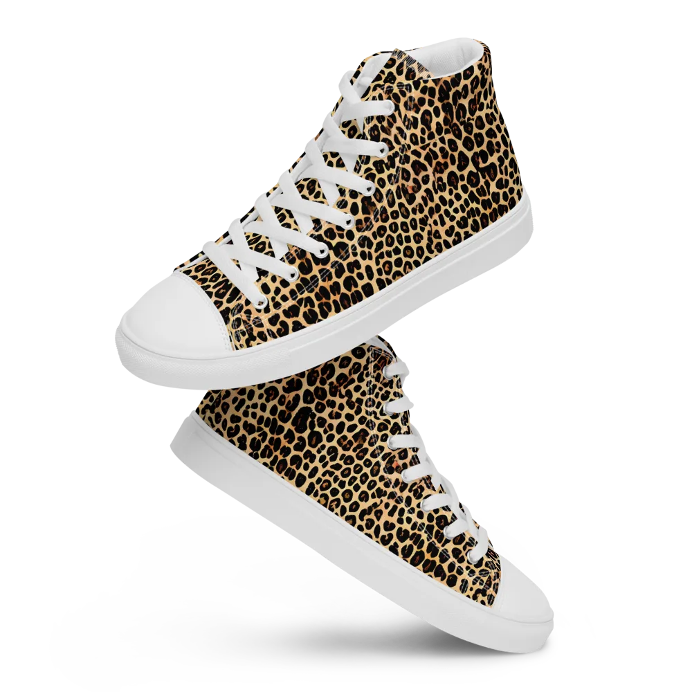 Cheetah Mosaic on Women's High Top Canvas Shoes — Front
