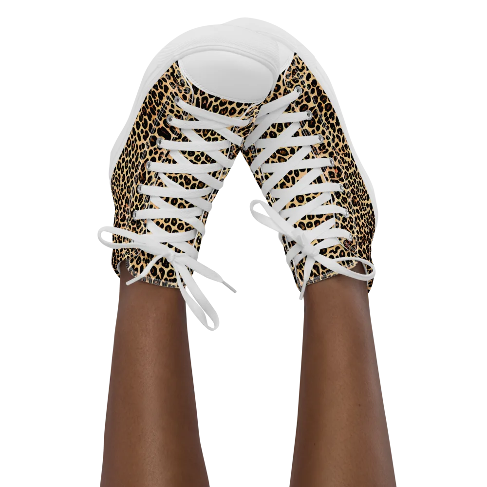 Cheetah Mosaic on Women's High Top Canvas Shoes — Front