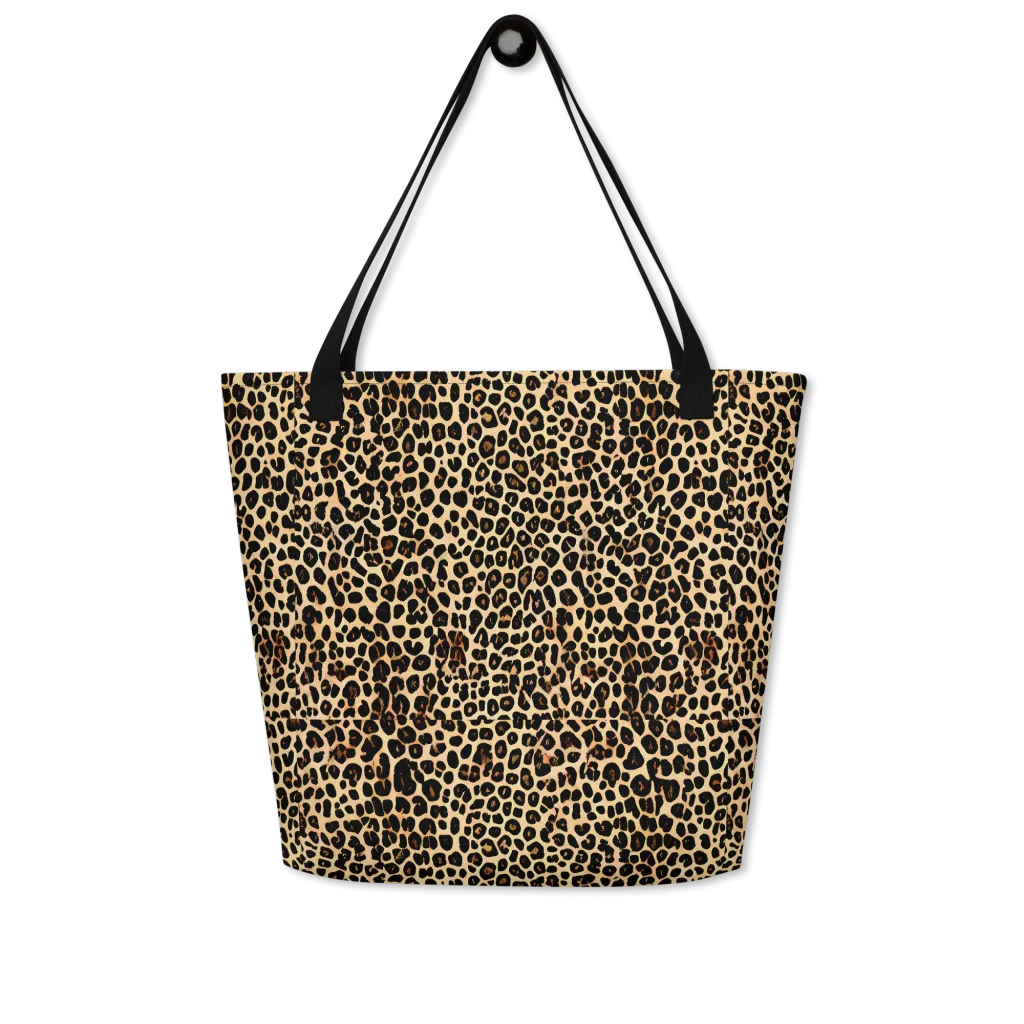 Cheetah Mosaic on Large Tote Bag W/ Pocket — Front