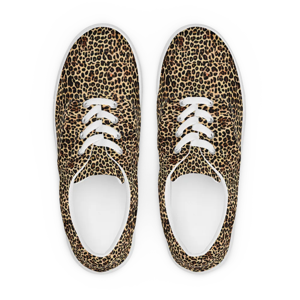 Cheetah Mosaic on Men's Lace-Up Canvas Shoes — Front