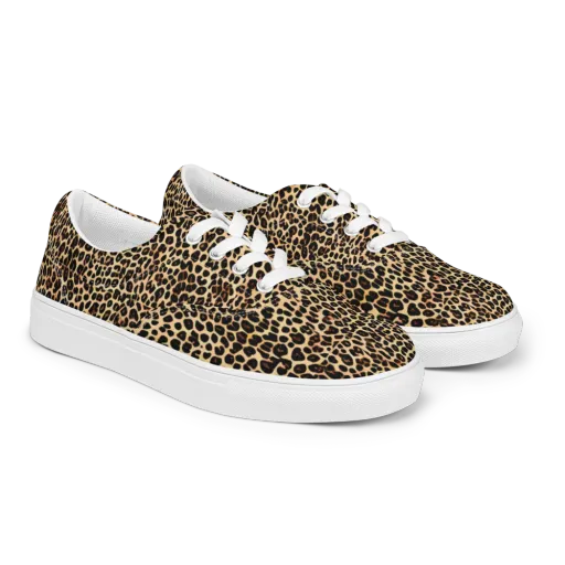 Cheetah Mosaic on a Men's Lace-Up Canvas Shoes