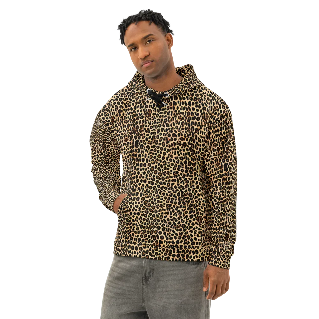 Cheetah Mosaic on Cotton Hoodie — Left Front