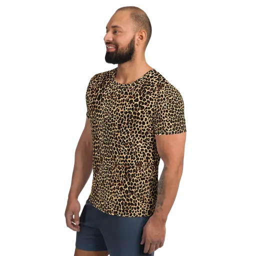 Cheetah Mosaic on a Men's Athletic T-Shirt