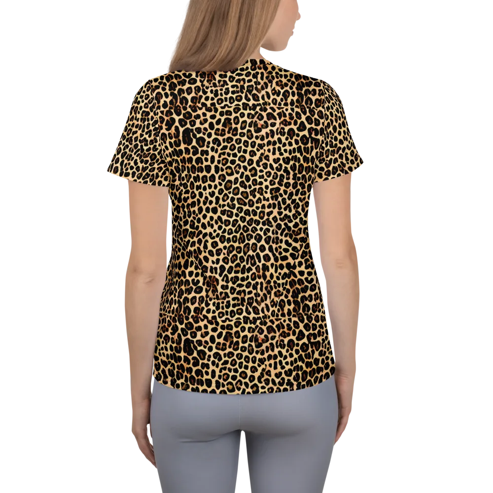 Cheetah Mosaic on Women's Athletic T-Shirt — Back