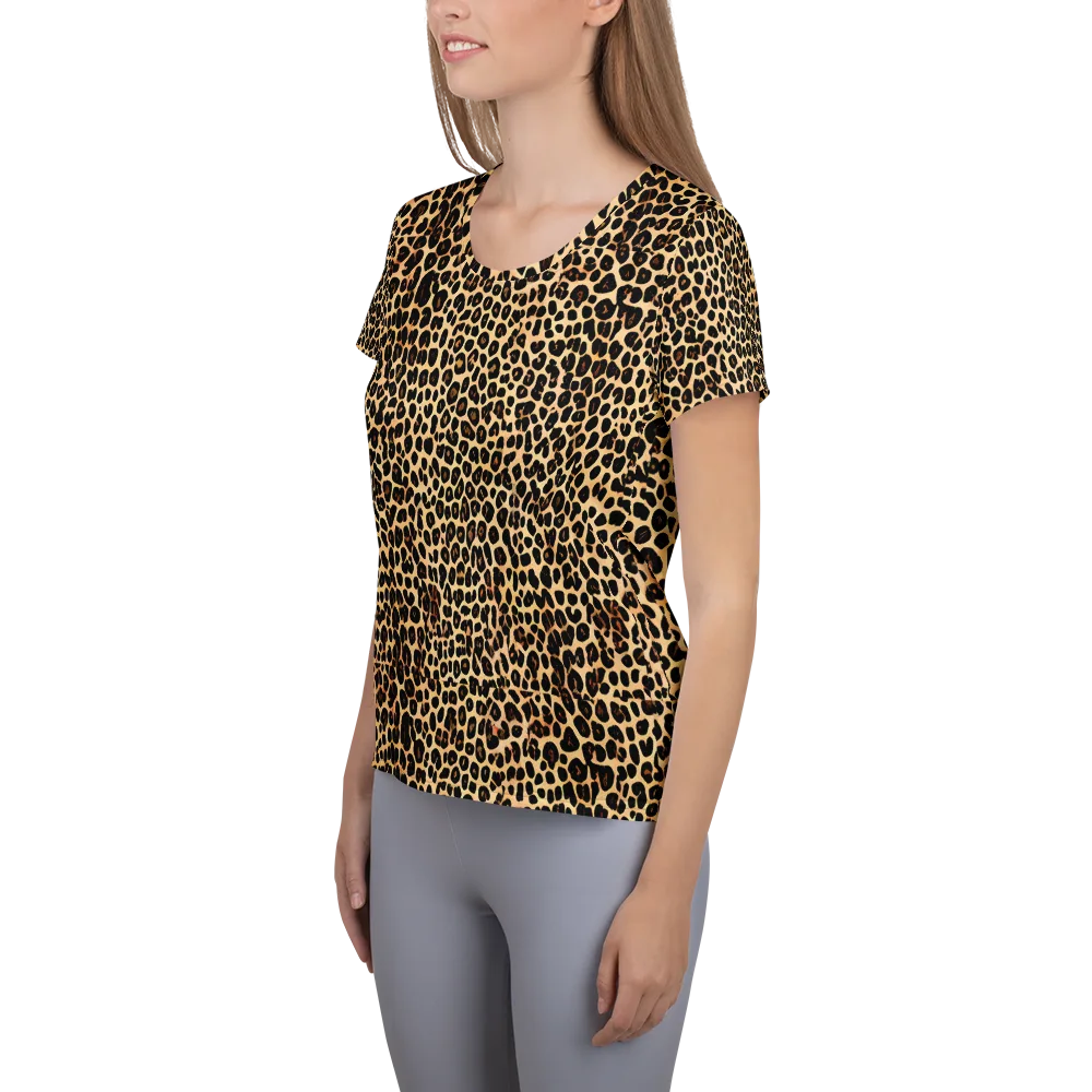 Cheetah Mosaic on Women's Athletic T-Shirt — Left