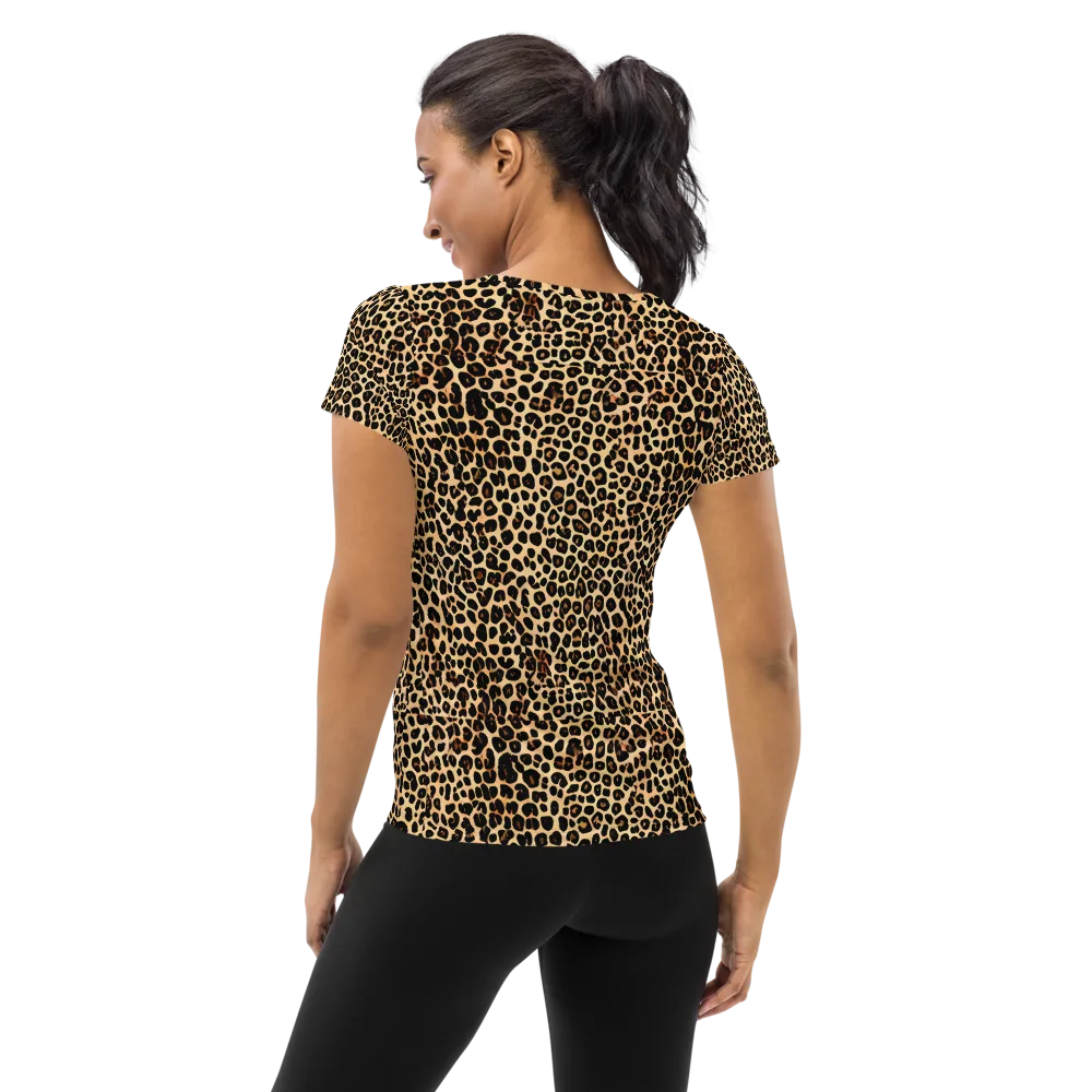 Cheetah Mosaic on Women's Athletic T-Shirt — Back