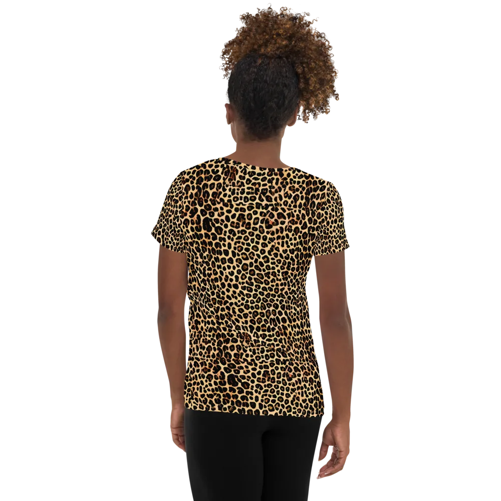 Cheetah Mosaic on Women's Athletic T-Shirt — Back
