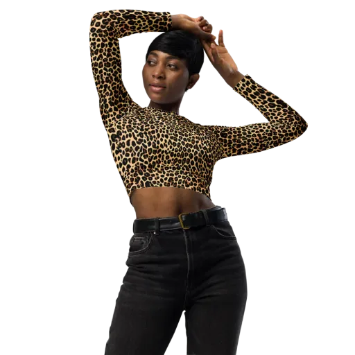 Cheetah Mosaic on a Long Sleeve Crop Top