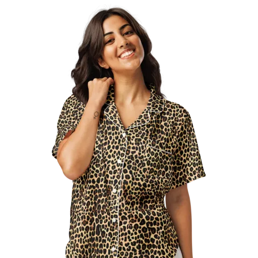 Cheetah Mosaic on a Women's Short Sleeve Pajama Top