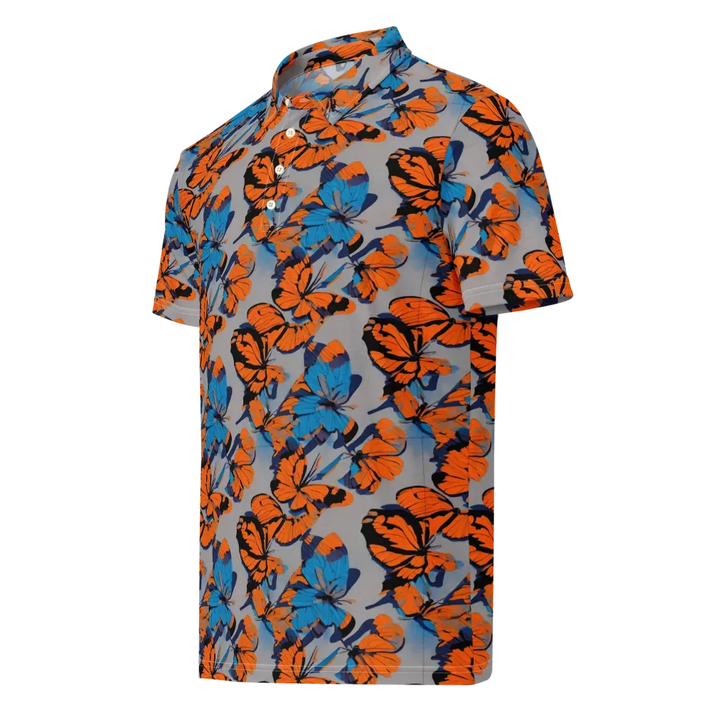 Flutter Wave on Men's Slim Fit Polo Shirt — Left Front