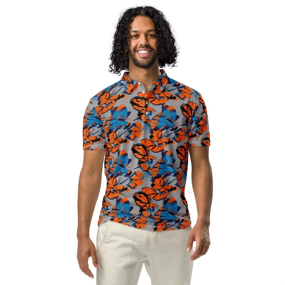 Flutter Wave on Men's Slim Fit Polo Shirt — Front