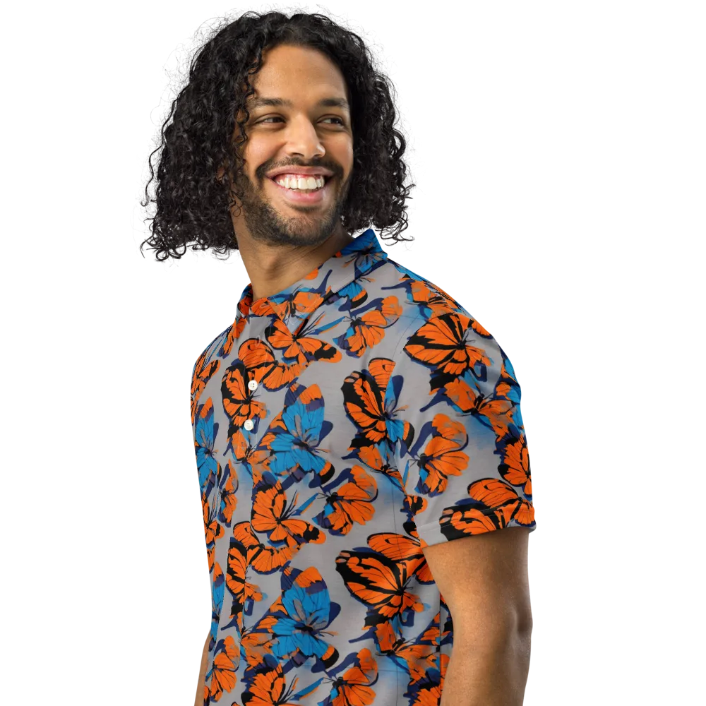 Flutter Wave on Men's Slim Fit Polo Shirt — Left Front