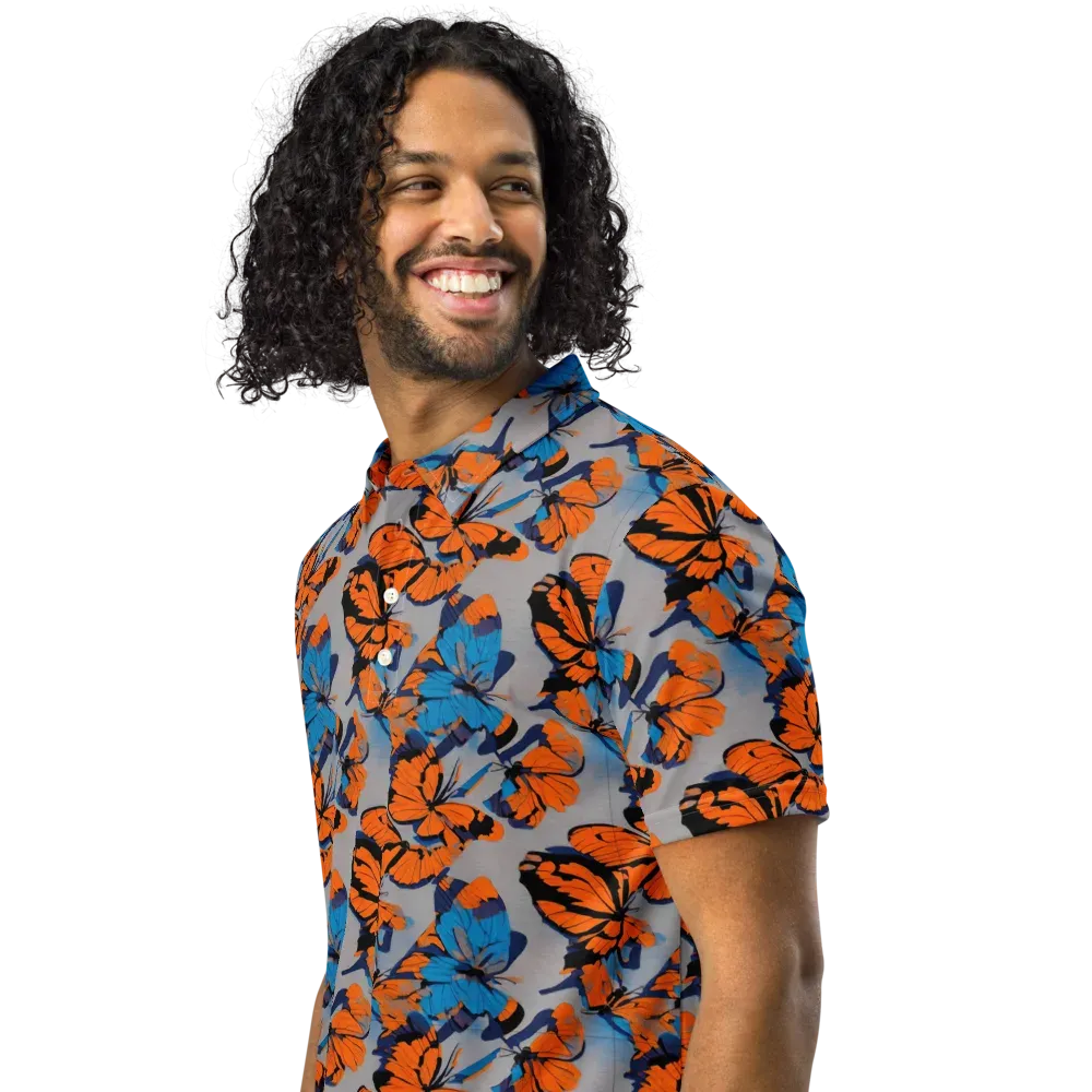 Flutter Wave on Men's Slim Fit Polo Shirt — Left Front