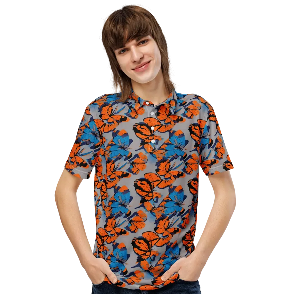 Flutter Wave on Men's Slim Fit Polo Shirt — Front